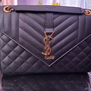 Saint Laurent black Medium Mixed Metalasse envelope bag